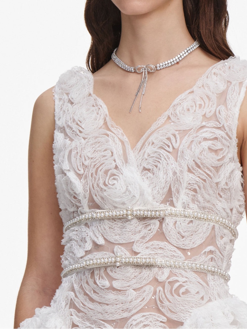 NWOT Self-Portrait White Tulle Lace Mini Dress - Picture 5 of 9
